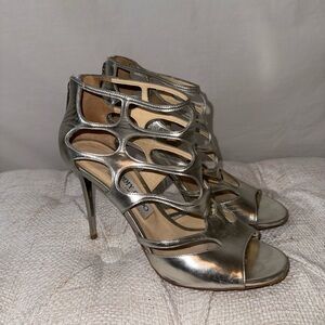 Jimmy Choo Silver Cutout Heels